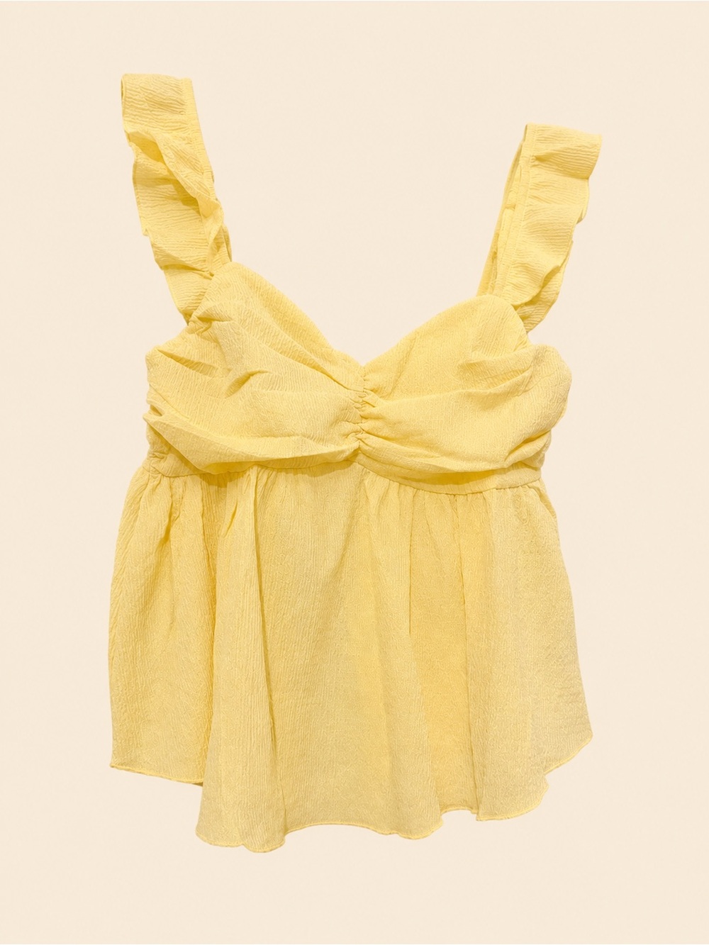 Yellow Ruffle-Strap Peplum Camisole